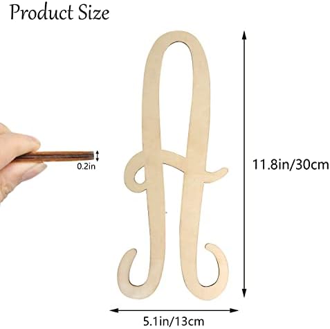 Wooden Letters 12 Inch A for Wall Decor Large Cursive Wood Monogram Letters - Image 2