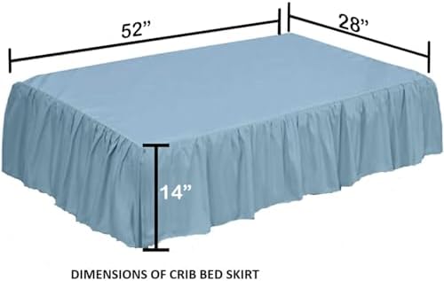 Crib Bed Skirt 28” x 52” with 14” Drop – Split Corners Dust Ruffle, Microfiber - Image 3