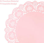 MCEAST 100 Pack Round Pink Paper Doilies 13.5 Inches Lace Paper Place Mats - Image 3