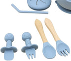 Silicone Baby Feeding Set Whimsy Blue Infant Tableware Collection - Image 4
