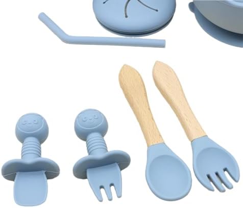 Silicone Baby Feeding Set Whimsy Blue Infant Tableware Collection - Image 4