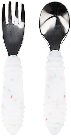 Bumkins Toddler Utensils, Kids Size Fork and Spoon Set, Silicone and by Bumkins