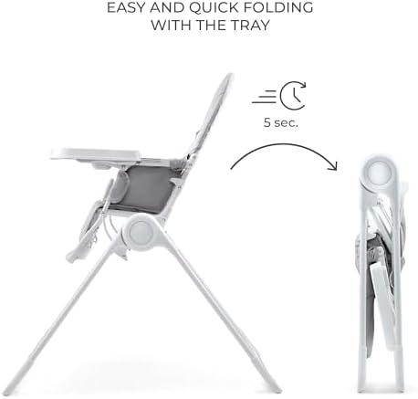Kinderkraft BINCI Folding High Chair, Light Gray - Image 2