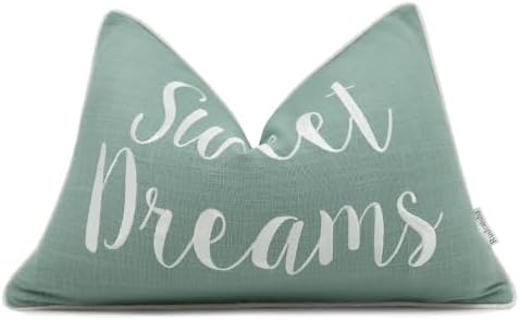 Rudransha Sweet Dreams Embroidered 12x18 Lumbar Pillow Cover, Light Teal by Rudransha