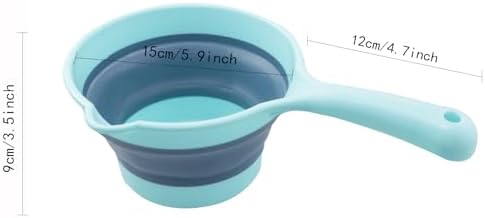 Plastic Foldable Water Scoop Blue Portable Shampoo Cup - Image 2
