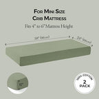 Dreamology Mini Crib Sheets Fitted, 100% Cotton Crib Sheets, 2 Pack - Image 3