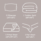 FLXXIE 5-Piece Microfiber Toddler Bedding Set, Somke Grey - Image 7