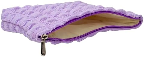 Flat Makeup Bag for Women, Zipper Cosmetic Pouch for Purse, Bubble Purple - Image 6