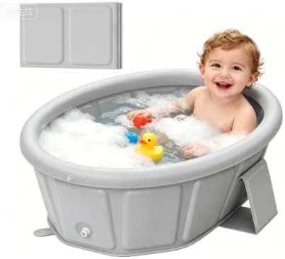 Baby Bathtub for Newborn to Toddlers 1-6 Y, Foldable Infants Babies Bath Tub by PGONEEE