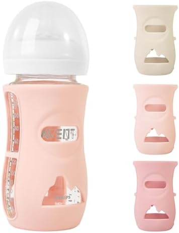 3 Pack Silicone Sleeves for Philips Avent Natural Glass Baby Bottles, 8 oz by MINMUNJIU
