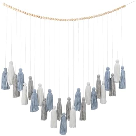 DrCor Dusty Blue Boho Macrame Garland Wall Hanging Decor by DrCorDreamingDecor