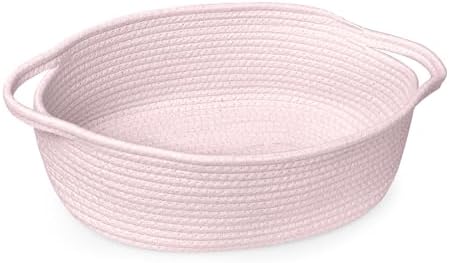 MEGASKET Pink Small Woven Basket, 13” x 9” x 5” Baskets by MEGASKET