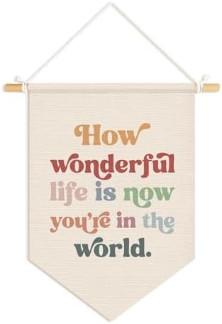 How Wonderful Life Is Now You're in the World Wall Pennants Banners by Unknown