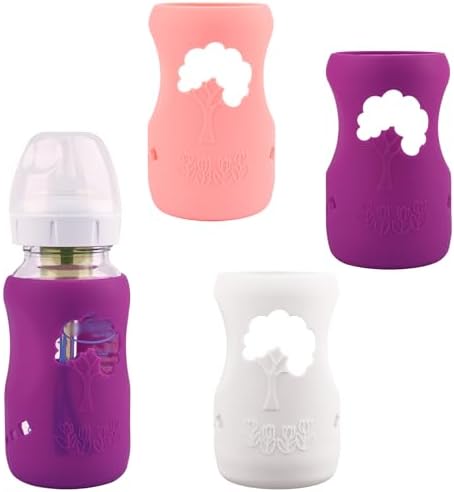 3 Pack Silicone Sleeves for Dr. Brown Wide-Neck Glass Baby Bottles 9 oz by HUAKENER