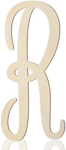Wooden Letters 12 Inch for Wall Decor Large Cursive Wood Monogram Letters R by Focal20Craft
