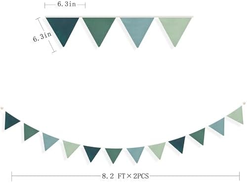 2 Sets of Gradient Dark Green Pennant Banner 24Pcs Nursery Garland Flags Sage - Image 2