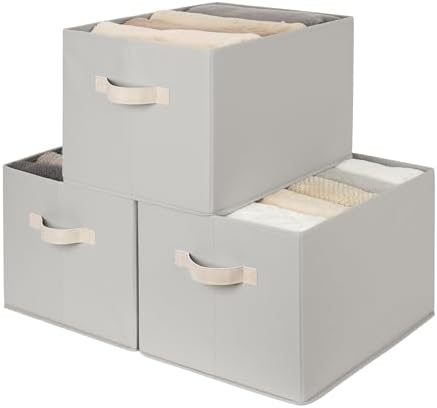 StorageWorks Storage Baskets for Shelves, Light Gray, Extra Large by StorageWorks