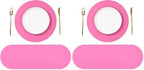 SHACOS 100 pcs Ultra Pink Valentine Round Paper Placemats Disposable 13 inch by SHACOS