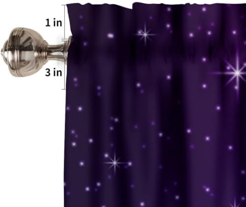 Cute Unicorn Valance, Cartoon Pink Unicorn Rainbow Purple Starry Sky Stars - Image 3