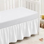 SiinvdaBZX White Crib Skirt Dust Ruffle, Microfiber Crib Bed Skirt by SiinvdaBZX