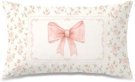 Coquette Pink Bow Floral French Country Pillow Covers 12x20, Floral Grand by Unknown