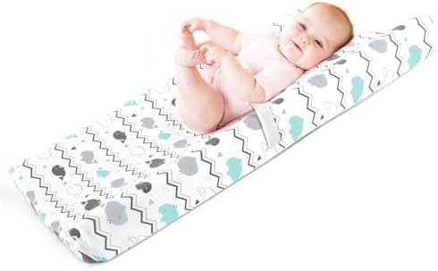 Stretchy Changing Pad Covers for Boys Girls, 2 Pack Jersey Knit, Elephant & - Image 4