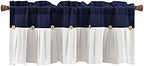 Lush Decor Linen Button Farmhouse Valance Curtians 52"W x 18"L Navy & White - Image 4