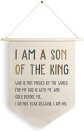 Qpenm I Am a Son of the King Hanging Wall Canvas Banner, Encourage Quote by ColorfulLifeStartingwithYourCuteTowel