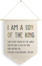 Qpenm I Am a Son of the King Hanging Wall Canvas Banner, Encourage Quote by ColorfulLifeStartingwithYourCuteTowel