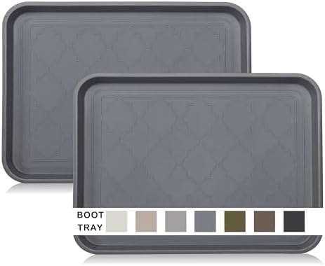 Boot Tray for Entryway Indoor, Heavy Duty Shoe Mat Tray 2 Packs, 16.7"x12.8" by WATANIYAPET