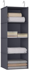 Hanging Closet Organizer 4-Shelf, Oxford Fabric Wardrobe Storage, Dark Grey by DonYeco