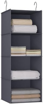 Hanging Closet Organizer 4-Shelf, Oxford Fabric Wardrobe Storage, Dark Grey by DonYeco