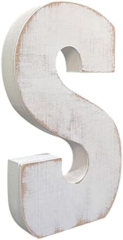 ABELOTS Distressed White Wash Wood Letter Decorative Signage, 10.0 x 5.91 inches - Image 2