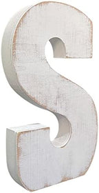 ABELOTS Distressed White Wash Wood Letter Decorative Signage, 10.0 x 5.91 inches - Image 2