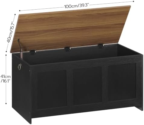HOOBRO Storage Bench, 39.3" Retro Wooden Storage Chest, Wooden Storage Trunk - Image 3