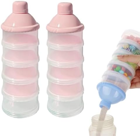 2 PCS 5 Layers Baby Milk Powder Dispenser, Milk Powder Pots, Formula Dispenser by Manwetye