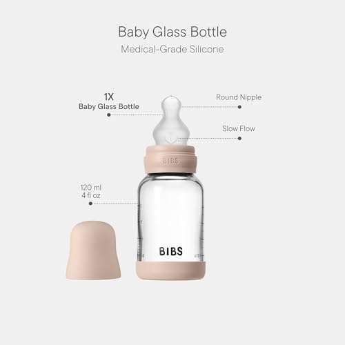 BIBS Glass Baby Bottle, 120 ml, Silicone Nipple - Image 2
