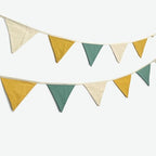 2 Sets of Yellow Green Nursery Garland Fabric Baby Banner 24Pcs Linen Triangle - Image 4