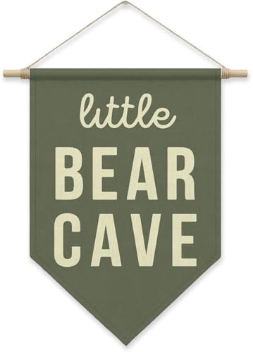 Little Bear Cave Wall Hanging Banner, Sage Green Room Decor by SHIEL-EVEN
