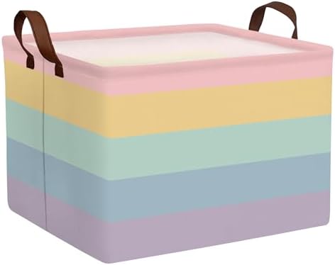 Kids Boho Rainbow Baskets Foldable Girls Baby Toy Storage Bin Rectangular by BOOHIT