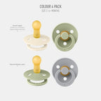 BIBS Colour Soother 4-Pack | BPA Free Dummy Pacifier | Round Nipple | Natural - Image 2