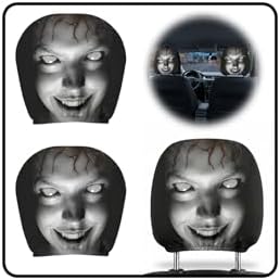 Creative Car Headrest Covers, Ghost Face Headrest Covers, Scary Covers by Unknown