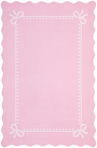 Garvee Scalloped Bow Rug Pink Washable Solid 3x5 Area Rugs - Image 5