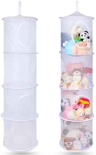 Basumee Hanging Stuffed Animals Storage, 2 Pack Mesh Plush Storage by Basumee