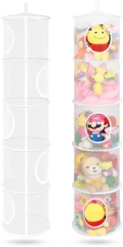 2Pcs Hanging Stuffed Animal Storage Hammock Net 5 Tiers by coastalrose