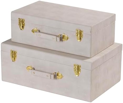 Sagala Set of 2 Large Decorative Storage Trunks, Faux Leather Large Storage by Unknown