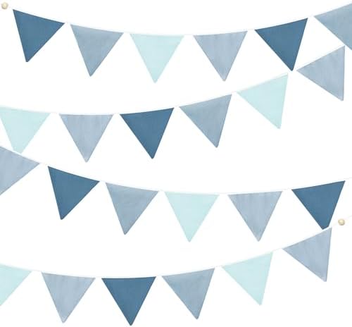 Dusty Blue Party Decorations 2 Strings Dusty Blue Pennant Banner Flags Garland by pinkblume