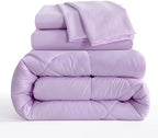NTBAY Twin Microfiber Bed in a Bag, Comforter Set 5 Piece, Light Purple - Image 2
