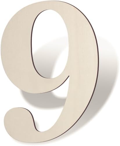 Wooden Numbers 8 Inch Large Paintable Wood Number 9 by Unknown