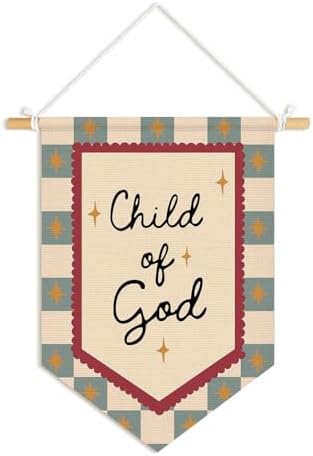 Christian Nursery Decor, Child of God Bible Verse Pennants Banner by Unknown